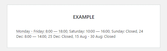 consolidated and inline display business hours indicator table