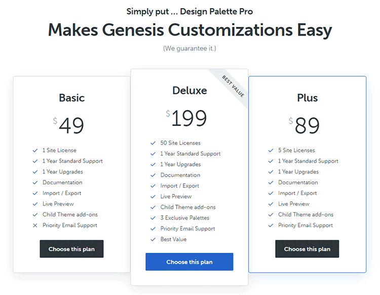 genesis design pallete pro pricing