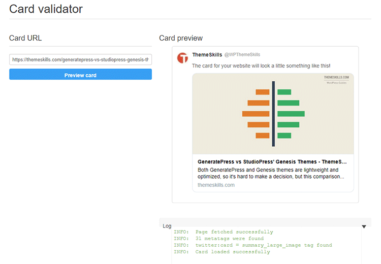 Twitter card validator