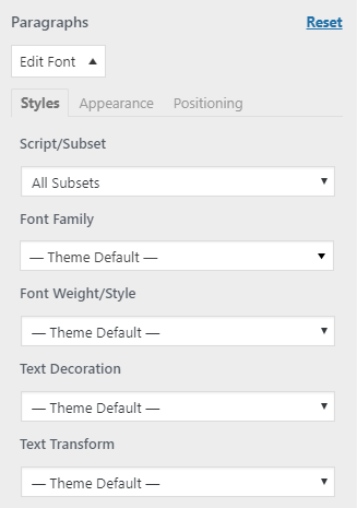 easy google fonts plugin paragraphs settings