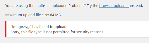 svg file error wordpress