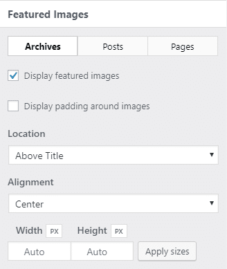 generatepress featured images options