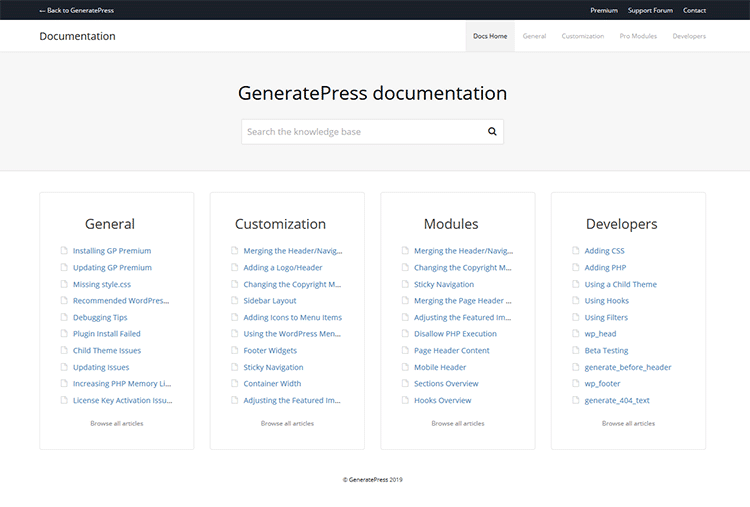 generatepress documentation