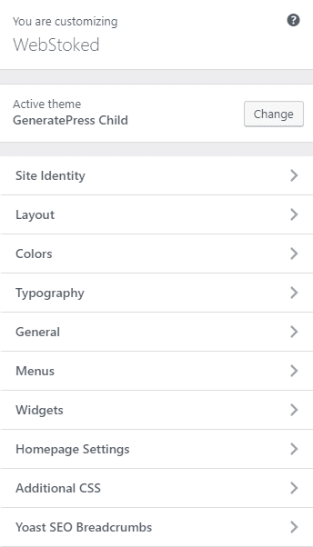 generatepress customizer options