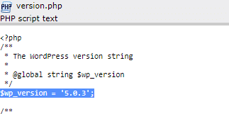 wordpress version in the version.php file