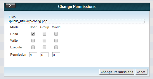 400 wp-config.php file permission