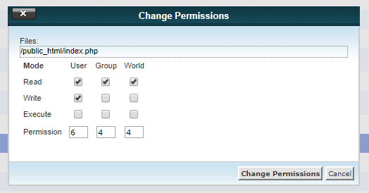 644 wordpress file permission