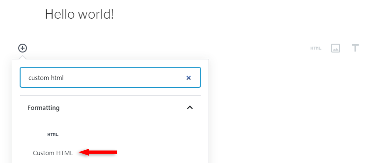 custom html block wordpress gutenberg