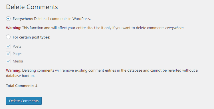 delete comments tool