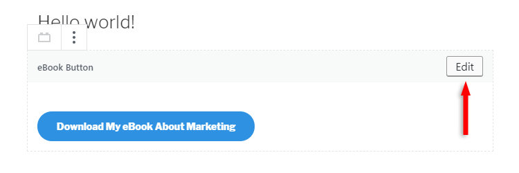 edit button reusable block in gutenberg