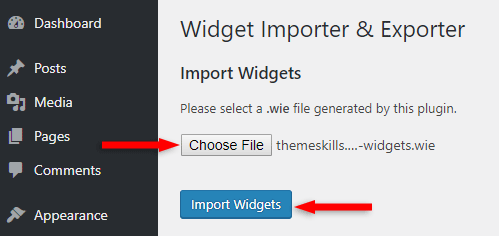 import widgets in wordpress