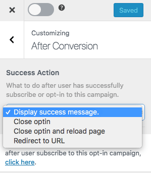 mailoptin after conversion