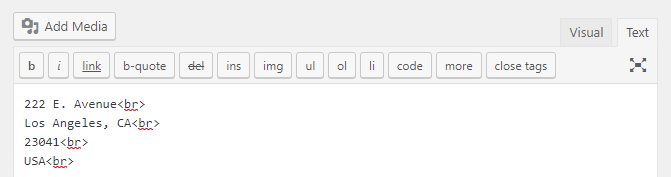 line break wordpress text editor
