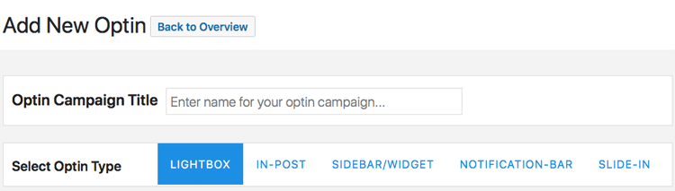 create optin with mailoptin