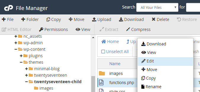 functions.php edit