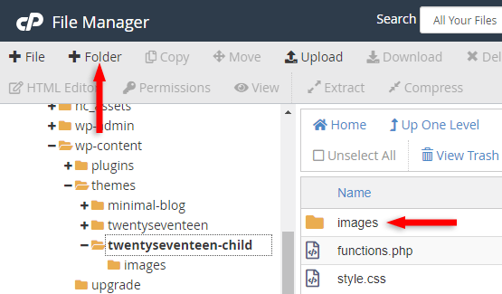 images folder child theme