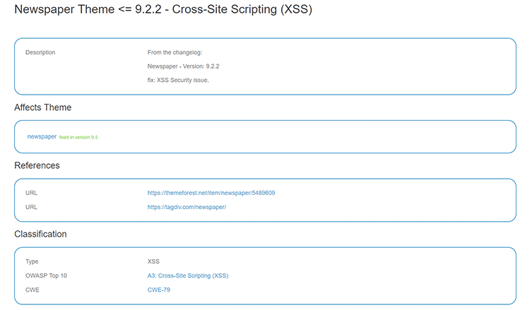 newspaper theme security vulnerability xss