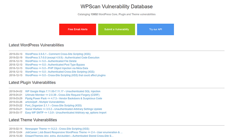 latest wordpress vulnerabilities