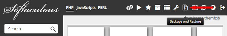 backups and restore page softaculous