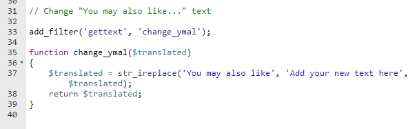 change you may also like text in woocommerce