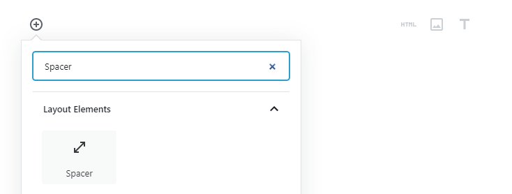 spacer block in gutenberg