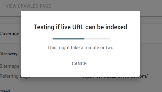 testing if live url can be indexed google search console