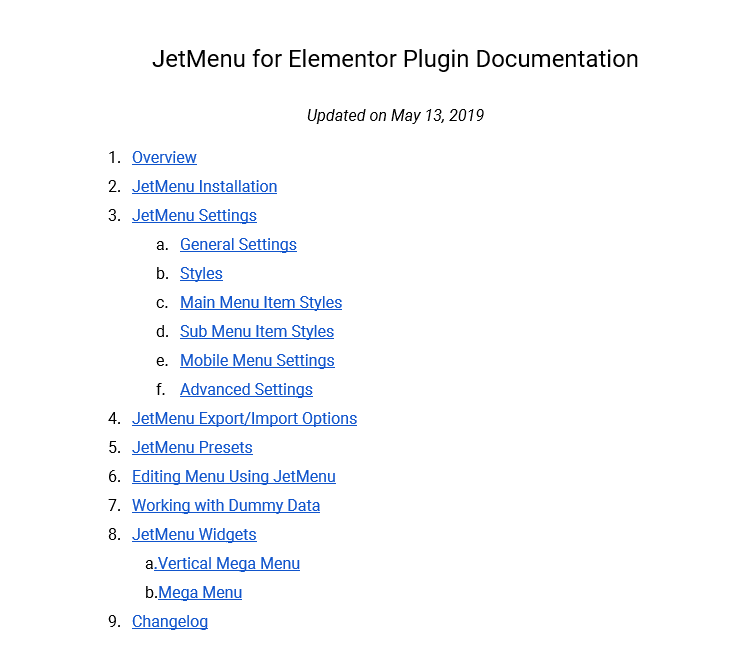 jetmenu elementor add-on documentation