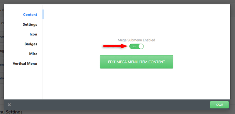 enable sub menu jetmenu