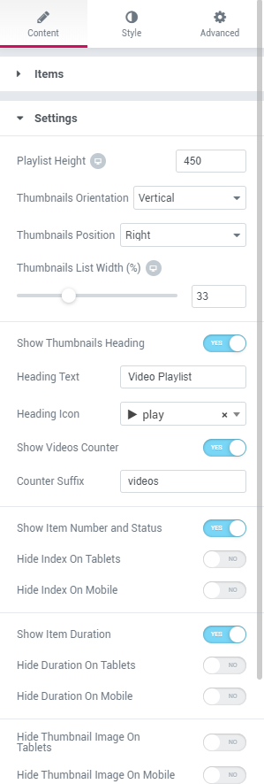 video playlist jetblog settings
